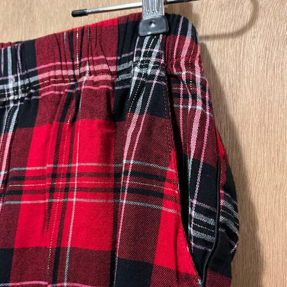 Victoria's Secret Pajama Pants Women's Medium Plaid Holiday Red Black Metallic - Picture 4 of 9